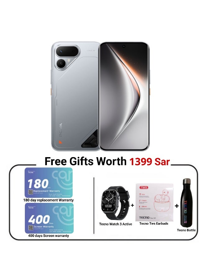 TECNO Pova Curve 2 5G 256GB - 12GB Melting Silver + 180 Days Replacement Warranty and 400 Days Screen Warranty and Tecno Watch Active and Tecno TWS Buds and Tecno Thermos Bottle - Image 1