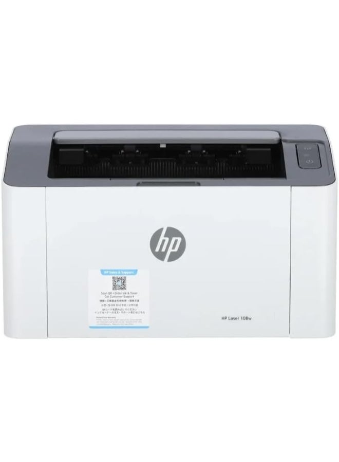 HP 108W Laser Printer, Monochrome, USB/WiFi Connectivity, Laser Technology, Manual Duplex, 20 ppm Black Print Speed, 1200x1200 dpi White,Grey - Image 1