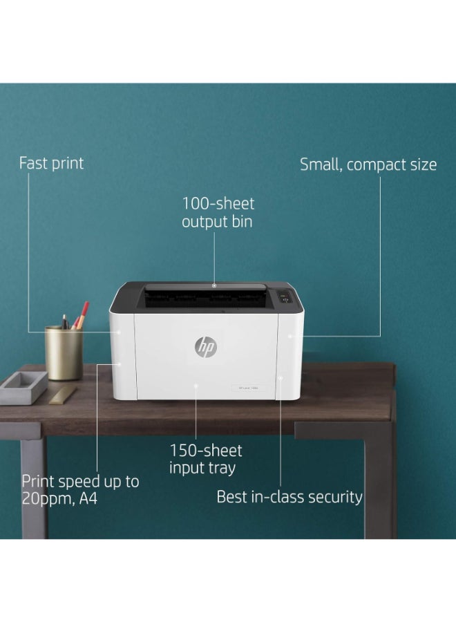 HP 108a, 4ZB79A, A4 Black and White Laser Printer, USB Connectivity, Laser Technology, Compact Design for Home, 21 ppm Print Speed White,Grey - Image 2