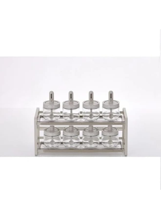 Neoflam Spice Glass Jars With Stand 10-Pieces Set multicolour