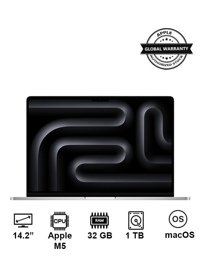 ابل  ماك بوك برو 2026 الجديد MJ3E4 | شاشة 14.2 بوصة | شريحة أبل M5 مع معالج 10 نواة ومعالج رسومي 10 نواة | 32 جيجابايت رام | 1 تيرابايت SSD | macOS | لوحة مفاتيح إنجليزية وعربية  - Image 1
