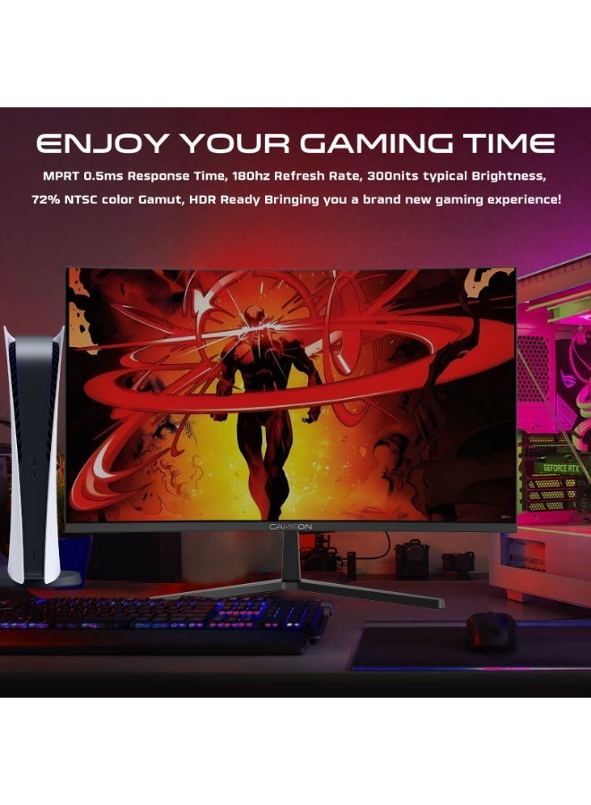 جايم أون شاشة الألعاب المنحنية GAMEON بحجم 27 بوصة FHD 1080p VA بتردد 120Hz مع كسر السرعة 5ms FreeSync التكيفي HDR HDMI 2.1 VGA مكبرات صوت مدمجة ضوء أزرق منخفض خالية من الوميض 4000:1 تباين LED - Image 2