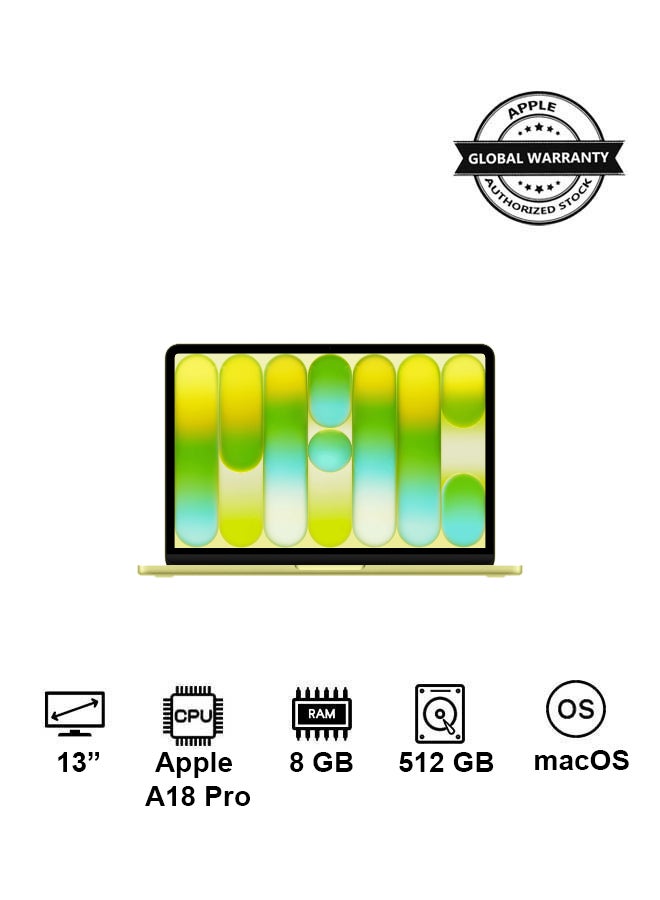 Apple MacBook Neo | 13-Inch Display | A18 Pro, 6-core CPU, 5-core GPU, 16-core Neural Engine Processor | 8GB RAM | 512GB SSD| English Keyboard | Citrus - Image 1