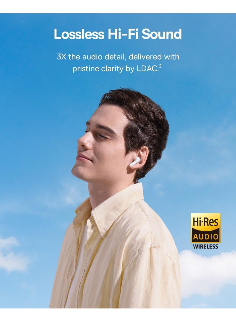 Baseus True Wireless Earbuds Bluetooth 6.0 – TWS In-Ear Headphones with Deep Bass, LDAC Hi-Res Audio, Real-Time Adaptive Noise Cancelling, Adaptive EQ, 6-Mic AI Clear Calls, Touch Control, Low-Latency Gaming Mode, 55H Playtime, IP55 Waterproof, Type-C Fast Charging – For iPhone & Android – White Moon White - Image 4