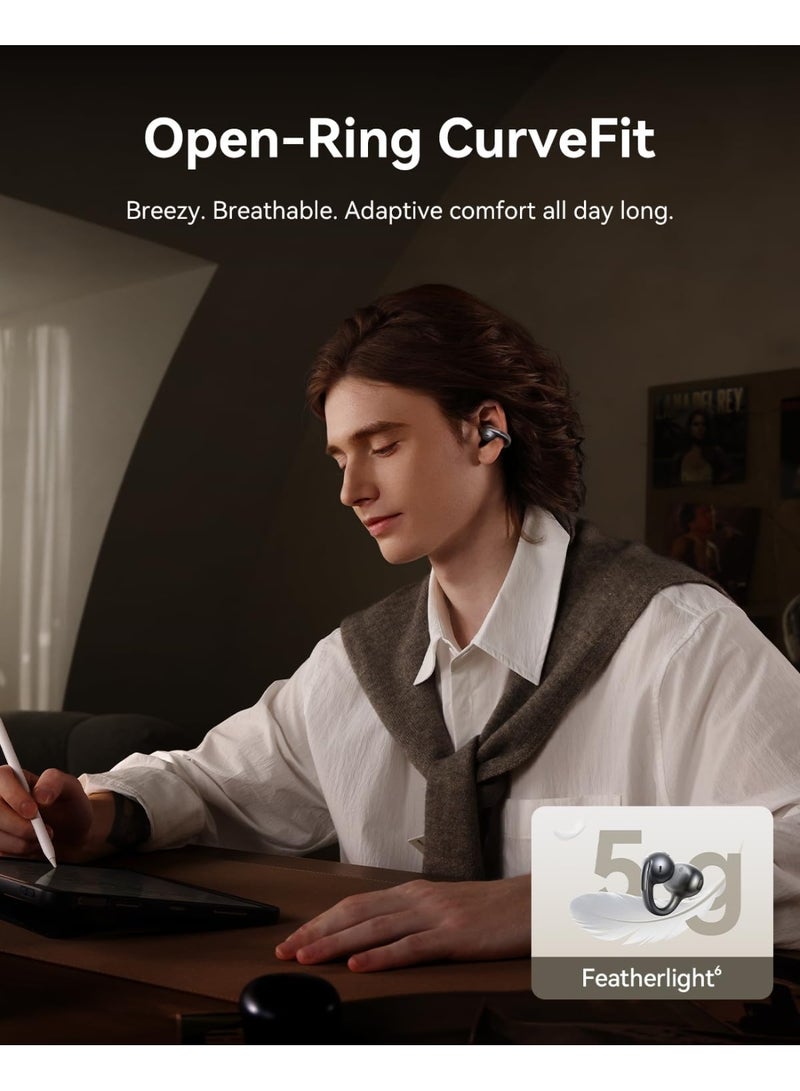 بيسوس Wireless Open-Ear Bluetooth 6.0 Clip-On Headphones Sports Earbuds with LDAC Hi-Res Audio, HiFi4 Sound, IP67 Waterproof, 4-Mic AI Noise Cancelling Calls, SuperBass 2.0, Ultra-Light 5g Ear Clip, Sweatproof Secure Fit, Low Latency Gaming Mode – Wireless Earphones for Running, Gym, iPhone & Android – Black MC1 Pro - Black - Image 4