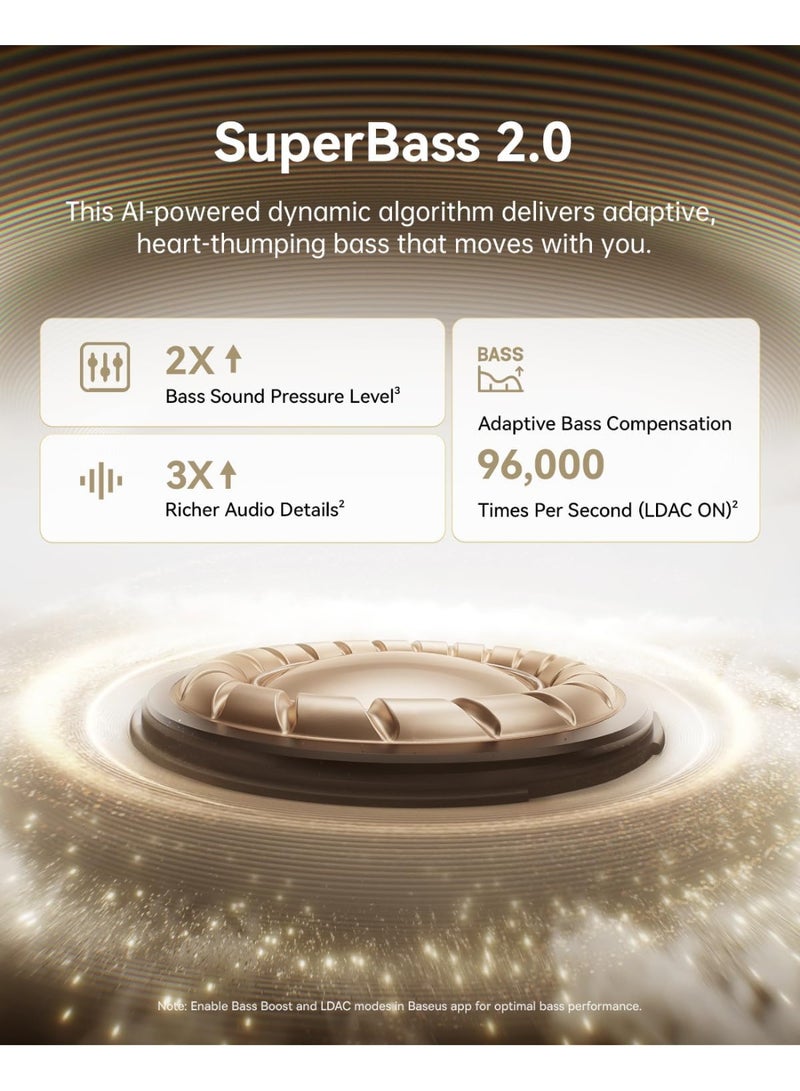 Baseus Wireless Open-Ear Bluetooth 6.0 Clip-On Headphones – Sports Earbuds with LDAC Hi-Res Audio, HiFi4 Sound, IP67 Waterproof, 4-Mic AI Noise Cancelling Calls, SuperBass 2.0, Ultra-Light 5g Ear Clip, Sweatproof Secure Fit, Low Latency Gaming Mode – Wireless Earphones for Running, Gym, iPhone & Android – White MC1 Pro - White - Image 4