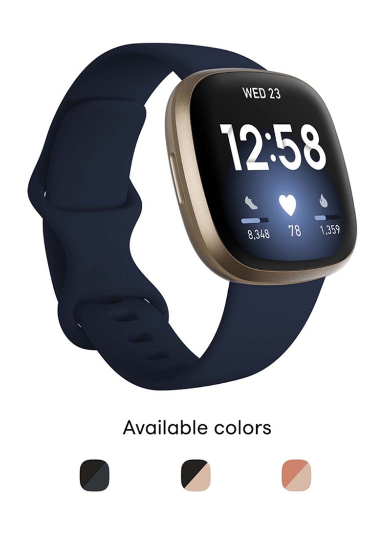 Fitbit Renewed - Versa 3 Health & Fitness Smartwatch Midnight/Soft Gold Aluminium - Image 3