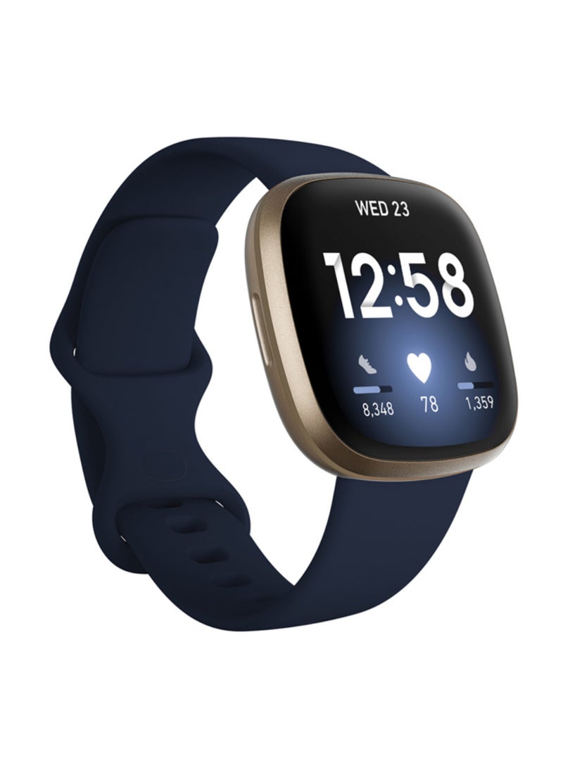 Fitbit Renewed - Versa 3 Health & Fitness Smartwatch Midnight/Soft Gold Aluminium - Image 2