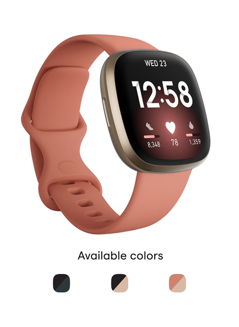 Fitbit Renewed - Versa 3 Health & Fitness Smartwatch Pink Clay/Soft Gold Aluminium - Image 3