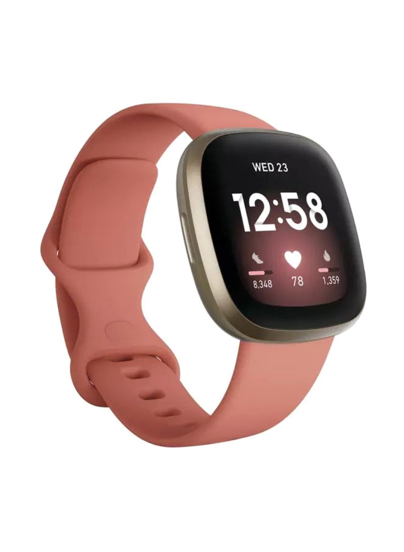 Fitbit Renewed - Versa 3 Health & Fitness Smartwatch Pink Clay/Soft Gold Aluminium - Image 2