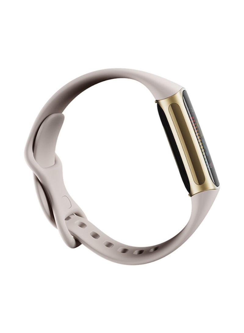 Fitbit Renewed - Charge 5 With Advanced Fitness + Health Tracker Lunar White/Soft Gold Stainless Steel - Image 5