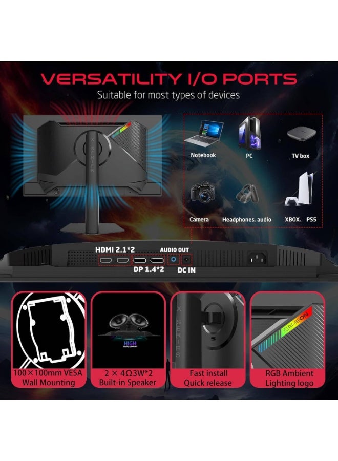 GAMEON 27 inch Gaming Monitor, QD OLED Display, QHD Resolution, 280Hz Refresh Rate, 0.03ms (GTG) Response Time, HDR True Black 400, FreeSync, Adaptive Sync| GO27QDOLD280 Black - Image 5