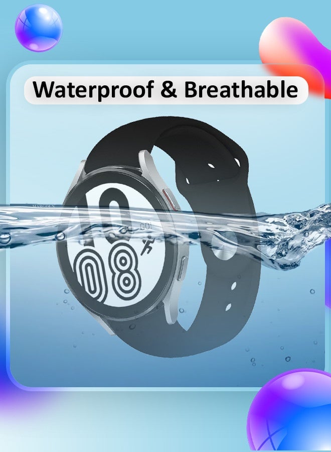 MARGOUN 20mm Silicone Watch Band For Galaxy Watch 7 , 6 , 6 Classic , 5 , 5 Pro , 4 , 4 Classic , Active , Active 2 ,Watch 3 (Only 41mm) , FE , with Stainless Steel Button Black - Image 4