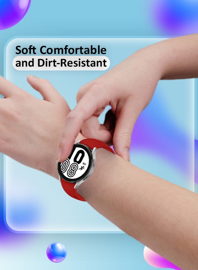 MARGOUN 20mm Silicone Watch Band For Galaxy Watch 7 , 6 , 6 Classic , 5 , 5 Pro , 4 , 4 Classic , Active , Active 2 ,Watch 3 (Only 41mm) , FE , with Stainless Steel Button Highlighter Red - Image 3