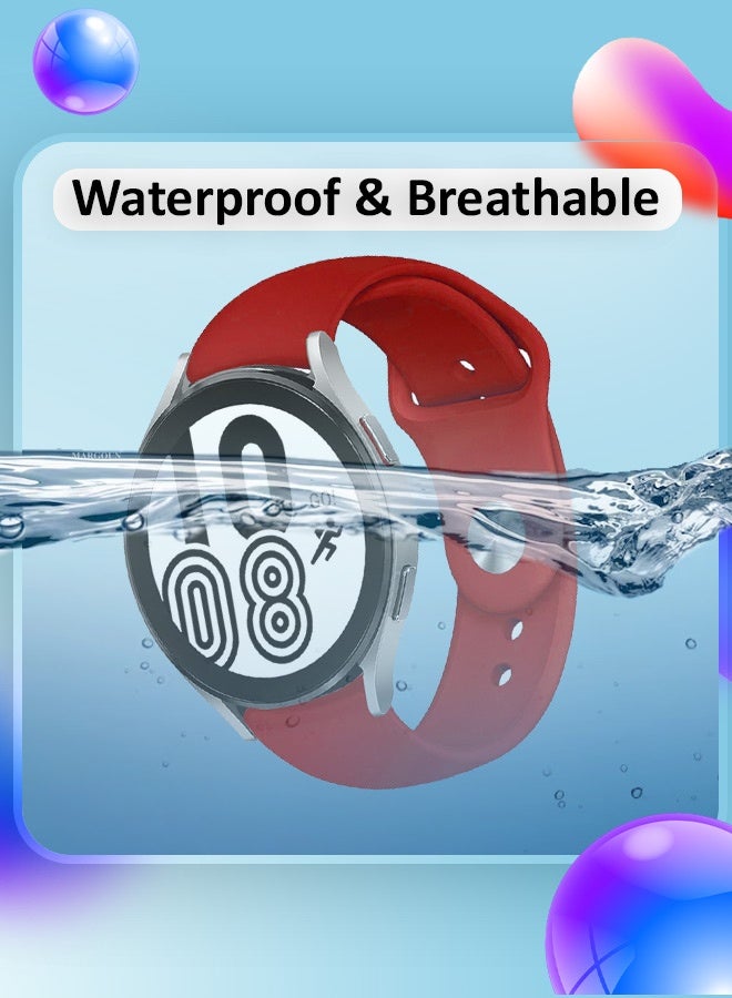 MARGOUN 20mm Silicone Watch Band For Galaxy Watch 7 , 6 , 6 Classic , 5 , 5 Pro , 4 , 4 Classic , Active , Active 2 ,Watch 3 (Only 41mm) , FE , with Stainless Steel Button Highlighter Red - Image 4