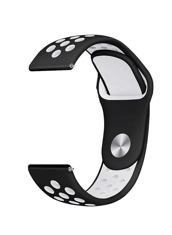 MARGOUN 20mm Silicone Sport Watch Band For Galaxy Watch 7 , 6 , 6 Classic , 5 , 5 Pro , 4 , 4 Classic , Active , Active 2 ,Watch 3 (Only 41mm) , FE , with Holes Black White - Image 1