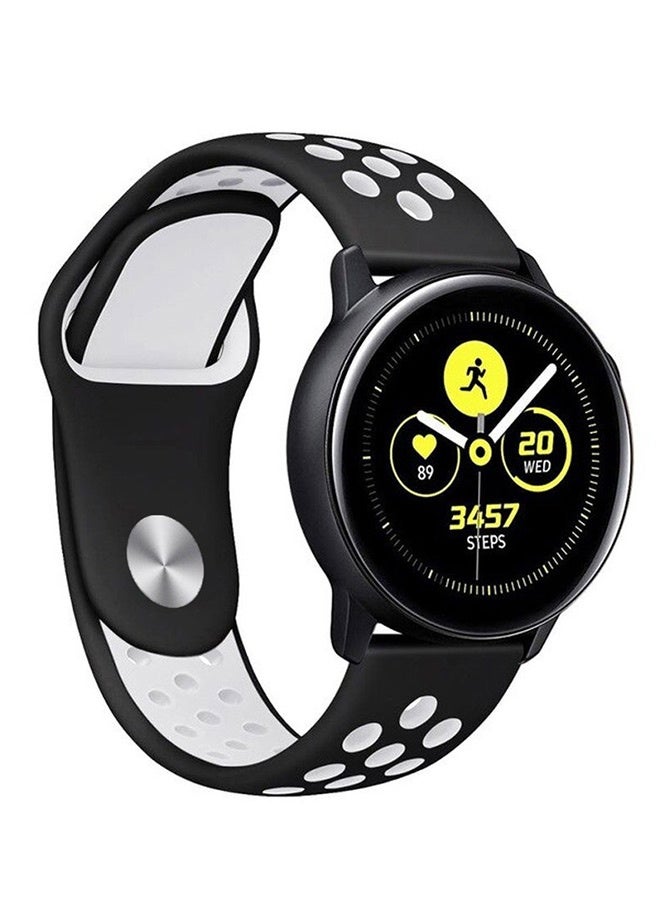MARGOUN 20mm Silicone Sport Watch Band For Galaxy Watch 7 , 6 , 6 Classic , 5 , 5 Pro , 4 , 4 Classic , Active , Active 2 ,Watch 3 (Only 41mm) , FE , with Holes Black White - Image 3