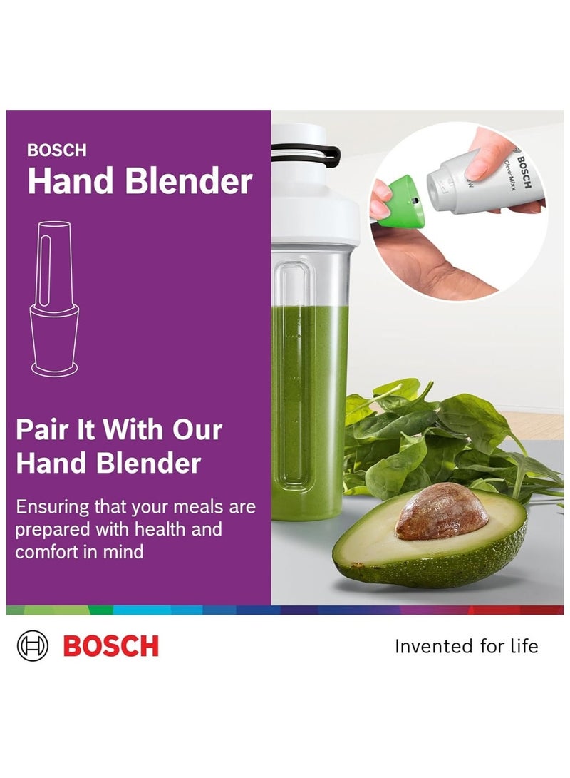 بوش Hand Blender, On The Go, Blend Directly into Bottle, Mini Blender, BPA Free, German Engineering MMBP1000GB white - Image 4