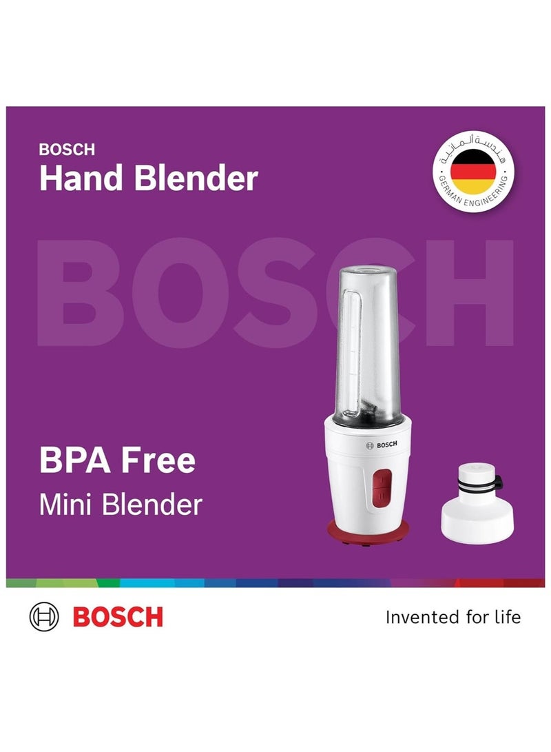 بوش Hand Blender, On The Go, Blend Directly into Bottle, Mini Blender, BPA Free, German Engineering MMBP1000GB white - Image 2