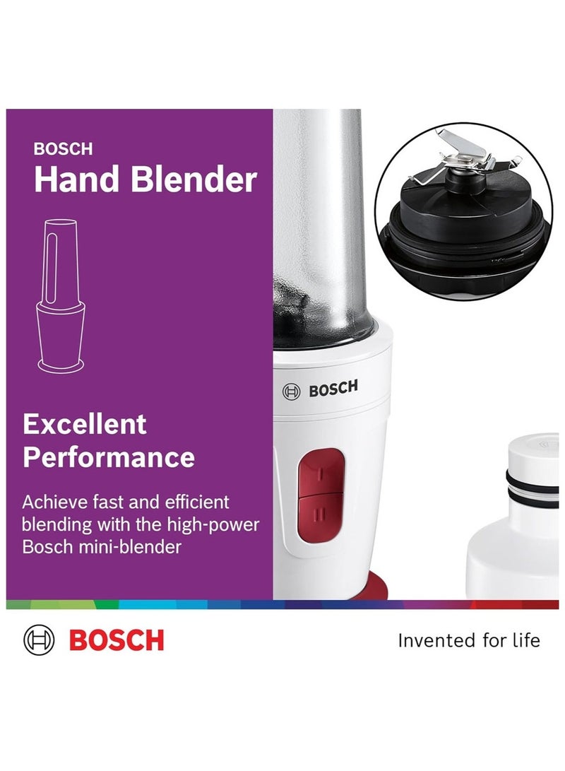 بوش Hand Blender, On The Go, Blend Directly into Bottle, Mini Blender, BPA Free, German Engineering MMBP1000GB white - Image 5
