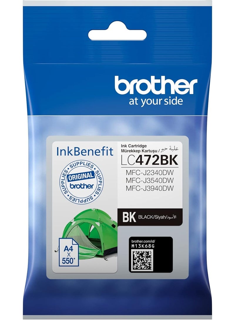بروذر Genuine LC472BK Printer Ink Cartridge, Prints up to 550 Pages black - Image 1