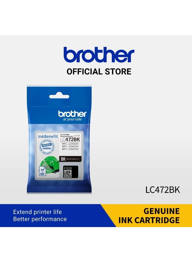 بروذر Genuine LC472BK Printer Ink Cartridge, Prints up to 550 Pages black - Image 2