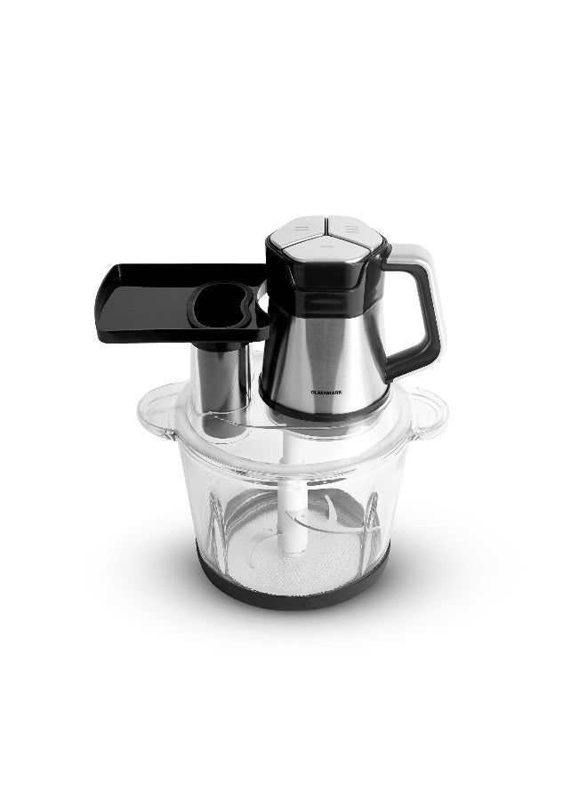 Olsenmark Food Chopper OMC7074 | 3L Glass Bowl | 800W Copper Motor | 8 Stainless Steel Blades | Multi-Purpose Chopping & Mixing | Overheat Protection | Anti-Skid Base | 2 Years Warranty 3 L 800 W OMC7074 Black & Silver - Image 1
