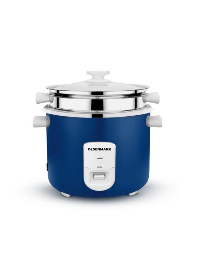 Olsenmark 1.8L Electric Rice Cooker OMRC7075 – 3‑in‑1 Cook, Steam & Warm – 700W 1.8 L 700 W OMRC7075 blue - Image 1
