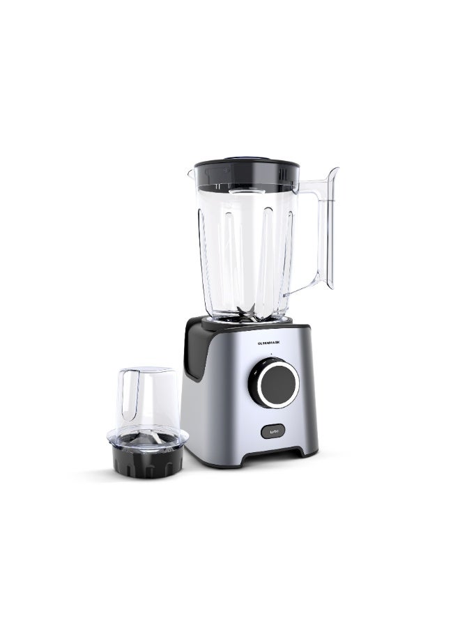 Olsenmark 2-in-1 Blender OMSB7076 | 650W Hybrid Copper Motor, 1.8L Unbreakable PC Jar | 2 Speed with Pulse, Mill Attachment | Silver & Black 650 W OMSB7076 grey - Image 1