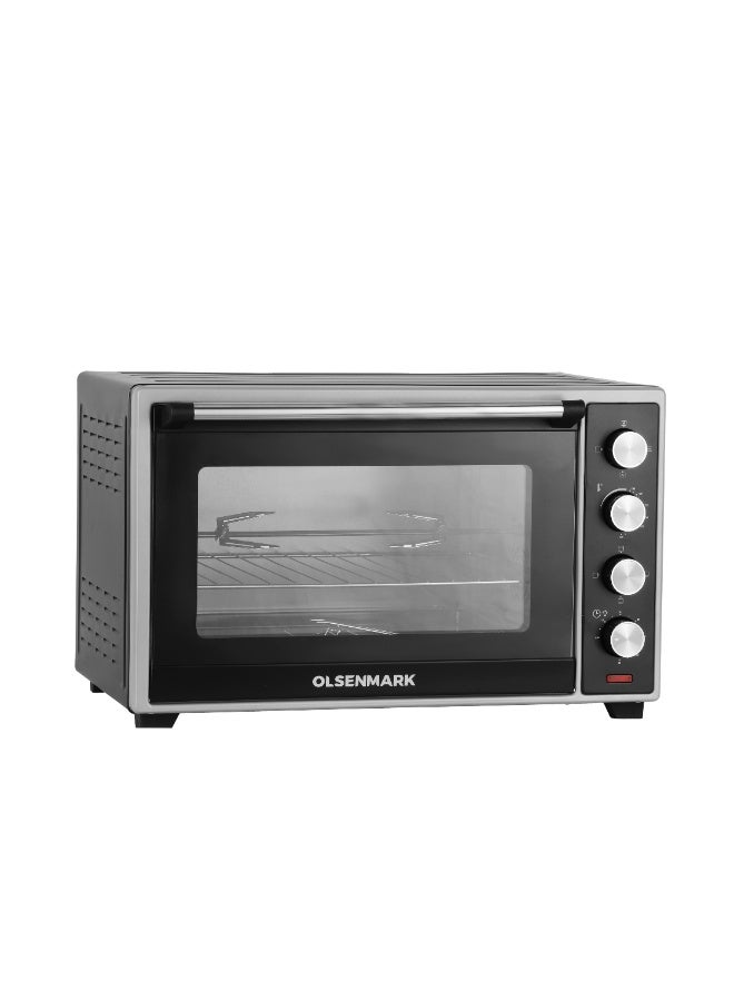 Olsenmark 60L Electric Oven with Rotisserie & Convection – 2000W, Double Glass Door, 100–250°C Temperature Control, 60-Min Timer with Auto Shut-Off, Black & Silver | Model OMO7051 60 L 2000 W OMO7051 Black and Silver - Image 2