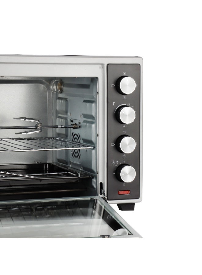 Olsenmark 60L Electric Oven with Rotisserie & Convection – 2000W, Double Glass Door, 100–250°C Temperature Control, 60-Min Timer with Auto Shut-Off, Black & Silver | Model OMO7051 60 L 2000 W OMO7051 Black and Silver - Image 3