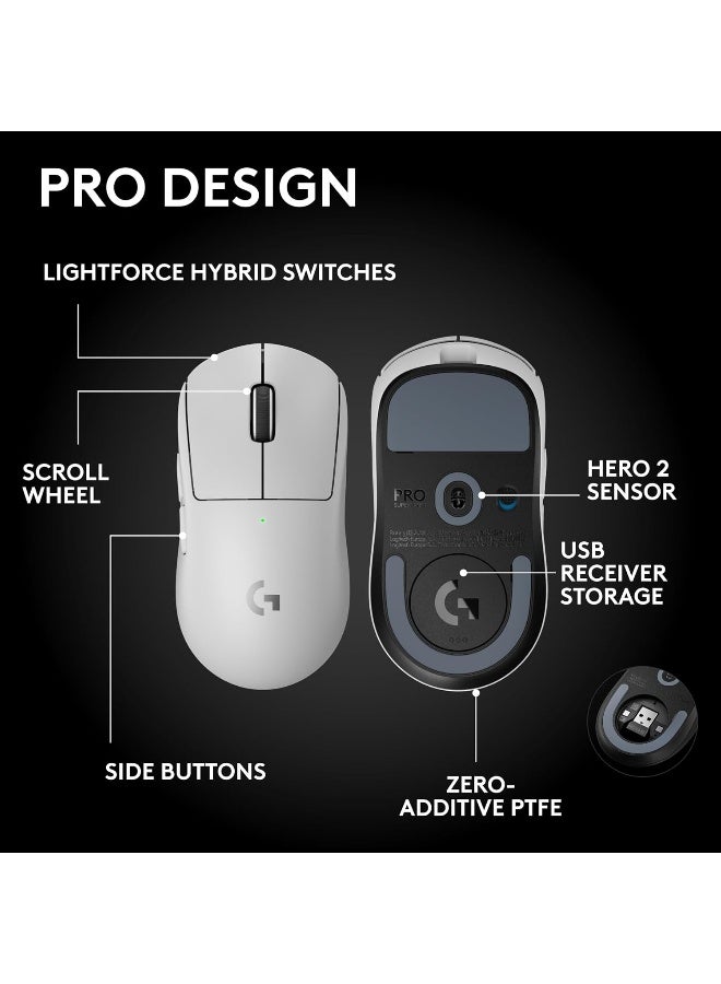 Logitech G PRO X SUPERLIGHT 2 SE wireless gaming mouse, 60 g pro-grade mouse with 5 programmable buttons, 44K DPI sensor, 888+ IPS, 1 kHz report rate, USB-C charging for PC/Mac - White - Image 4