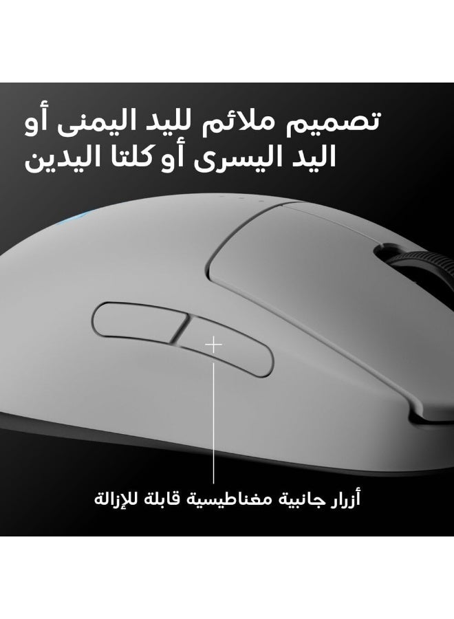 لوجيتيك Logitech G PRO 2 LIGHTSPEED Wireless Gaming Mouse, Right- or Left-Handed Mouse with up to 4 Customisable and Switchable Magnetic Side Buttons, 44K DPI Sensor, USB-C Charging, for PC/Mac - White - Image 2