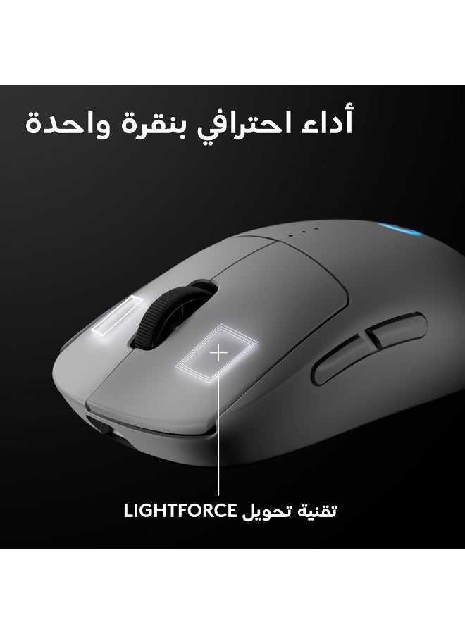 لوجيتيك Logitech G PRO 2 LIGHTSPEED Wireless Gaming Mouse, Right- or Left-Handed Mouse with up to 4 Customisable and Switchable Magnetic Side Buttons, 44K DPI Sensor, USB-C Charging, for PC/Mac - White - Image 5