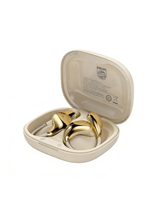 Philips Earbuds, Bluetooth Earbuds, Headphone, Open Ear Ring True Open Ear Headphones, True Wireless Earbuds - Bluetooth ， In-Ear Headphones，  Bluetooth 5.4 Headphones with Touch Control, Long-Lasting Battery, 360° Stereo Sound, Comfortable Open-Ear Fit, Non-Slip for Sports, Running, Workouts & iPhone Android TAT2769 White - Image 1