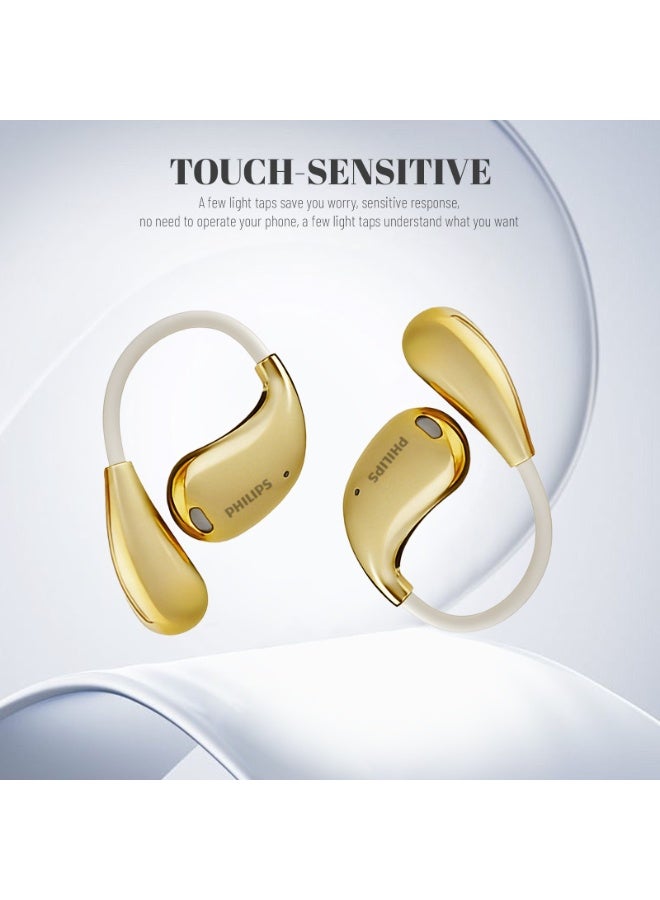 Philips Earbuds, Bluetooth Earbuds, Headphone, Open Ear Ring True Open Ear Headphones, True Wireless Earbuds - Bluetooth ， In-Ear Headphones，  Bluetooth 5.4 Headphones with Touch Control, Long-Lasting Battery, 360° Stereo Sound, Comfortable Open-Ear Fit, Non-Slip for Sports, Running, Workouts & iPhone Android TAT2769 White - Image 2