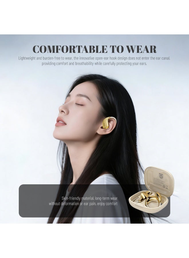 Philips Earbuds, Bluetooth Earbuds, Headphone, Open Ear Ring True Open Ear Headphones, True Wireless Earbuds - Bluetooth ， In-Ear Headphones，  Bluetooth 5.4 Headphones with Touch Control, Long-Lasting Battery, 360° Stereo Sound, Comfortable Open-Ear Fit, Non-Slip for Sports, Running, Workouts & iPhone Android TAT2769 White - Image 5