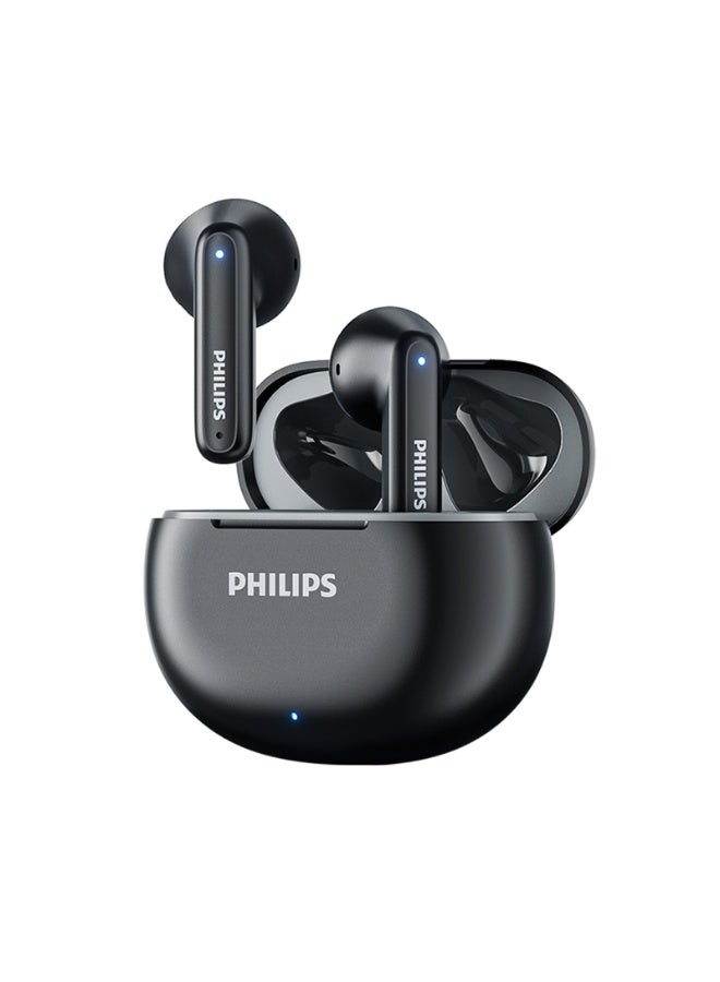 Philips Earbuds, Bluetooth Earbuds, Headphone, Open Ear Ring True Open Ear Headphones, True Wireless Earbuds - Bluetooth ， In-Ear Headphones， Bluetooth 5.4 Headphones with 18H Playtime, AI Call Noise Reduction, 13mm Bass Driver, Spatial Audio, Sweatproof for Sports, Work, Travel & iPhone Android TAT1199 Black - Image 1