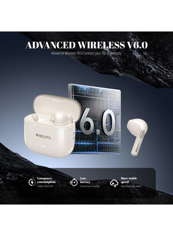 Philips Earbuds, Bluetooth Earbuds, Headphone, Open Ear Ring True Open Ear Headphones, True Wireless Earbuds - Bluetooth ， In-Ear Headphones， Bluetooth 6.0 Headphones with AI Call Noise Reduction, Hi-Fi Spatial Audio, U-Shaped Comfort Fit, Low Latency for Sports, Work, Travel & iPhone Android TAT1420 White - Image 3