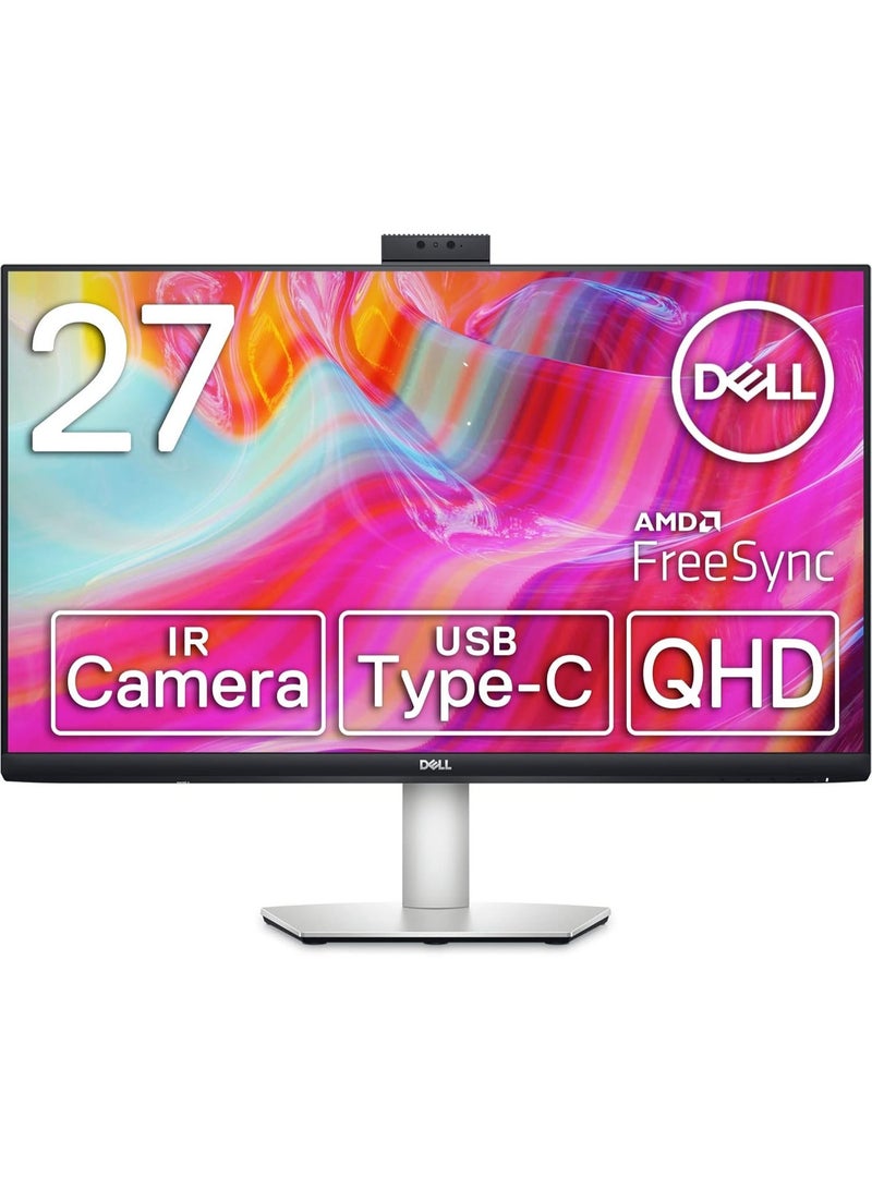 ديل S2722DZ 27 inch Work From Home -Monitor, Video Conferencing Features - Built-In -Camera, Noise-Cancelling Dual Microphones, USB-C connectivity, 16:09 Aspect Ratio, QHD - Silver - Image 1