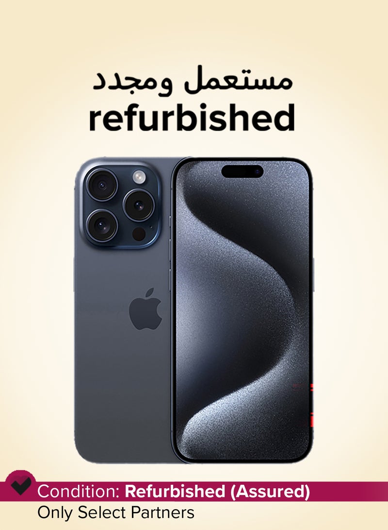 Apple Refurbished - iPhone 15 Pro 256GB Blue Titanium 5G With Facetime - USA Version (e-SIM only) - Image 1