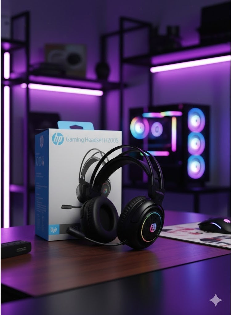 HP USB Gaming Headset with 7.1 Surround Sound – 50mm Drivers, In-Line Controls, LED Lighting, Built-in Microphone Black - Image 4