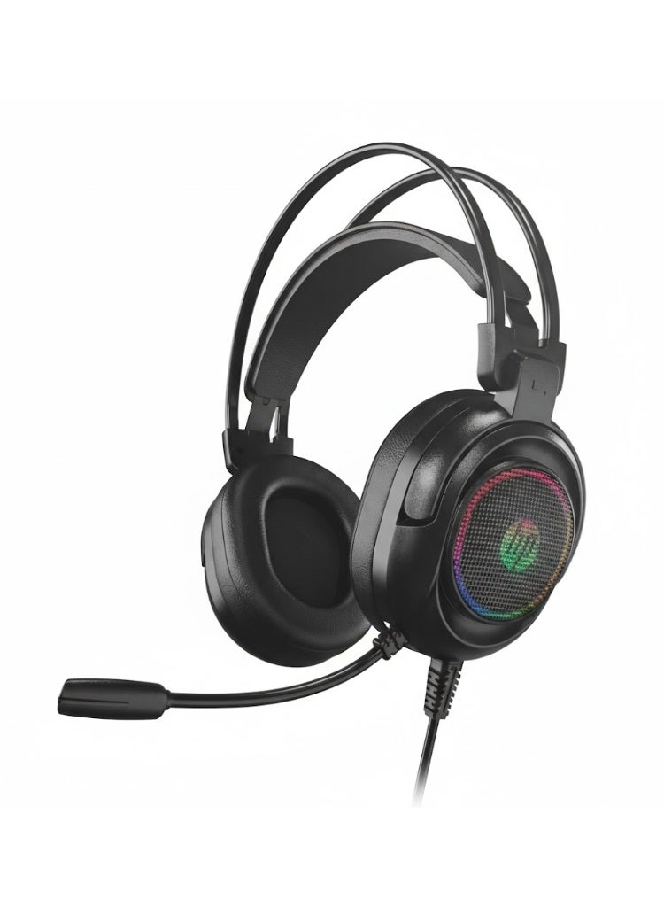 HP USB Gaming Headset with 7.1 Surround Sound – 50mm Drivers, In-Line Controls, LED Lighting, Built-in Microphone Black - Image 1