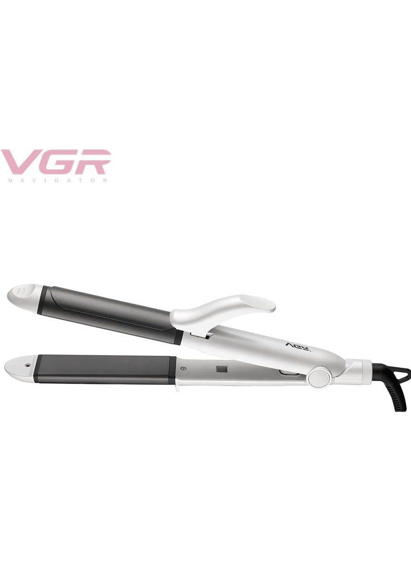 VGR V-558 Professional 2 in 1 Straightener and Curler with Negative Ions/Steam/Vapor Generator, All Hair Type 120°C to 220°C 6 Level Adjustable Temp with LED Display 360° swivel cord white - Image 3