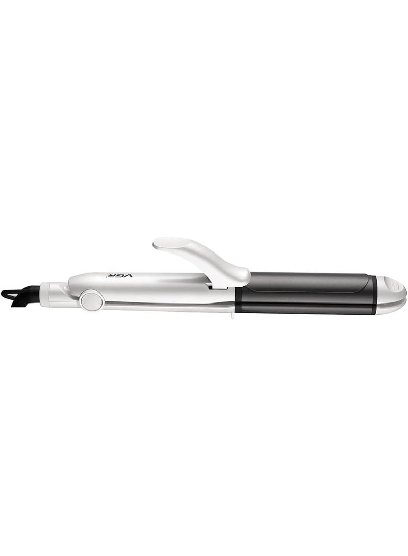 VGR V-558 Professional 2 in 1 Straightener and Curler with Negative Ions/Steam/Vapor Generator, All Hair Type 120°C to 220°C 6 Level Adjustable Temp with LED Display 360° swivel cord white - Image 2