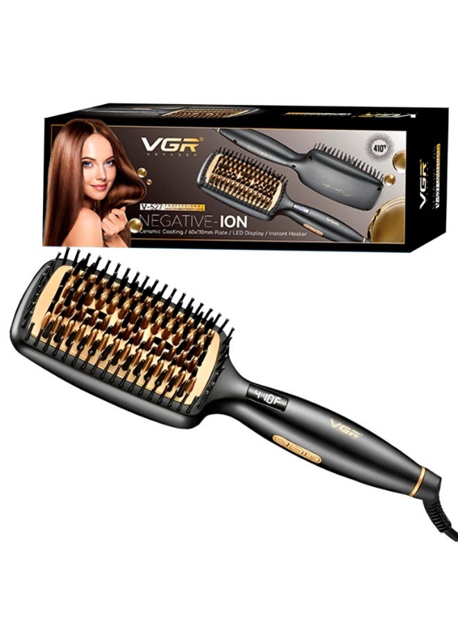 في جي آر Thermal Brush Hair Straightener For Women V-527 , Negative Ion Technology, Fast Heating up to 410°F (210°C), LED Display, Ceramic Coated Teeth, 360° Swivel Cord, Automatic Shut-Off, Lightweight Ergonomic Design for Smooth, Shiny & Frizz Free Hair, Suitable for All Hair Types multicolour - Image 1