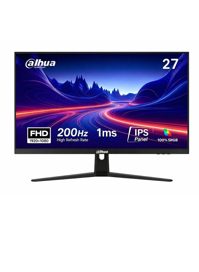 Dahua 27 " (DHI-LM27-E231BN) FHD, IPS Gaming Monitor – 200Hz Refresh Rate – 0.5ms Response Time – Adaptive Sync & HDR10 black - Image 1