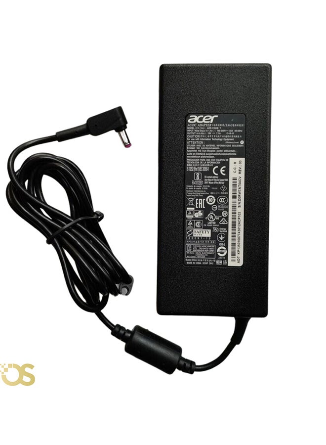 Acer Laptop charger compatible with Acer, comes with a connector size (5.5×1.7mm) ACER (5517), suitable for compatible devices with the same standard specifications, includes the adapter and AC power cable, safe, fast, and stable charging, with a 1-month warranty from OS STORE. 17cm BLACK - Image 1