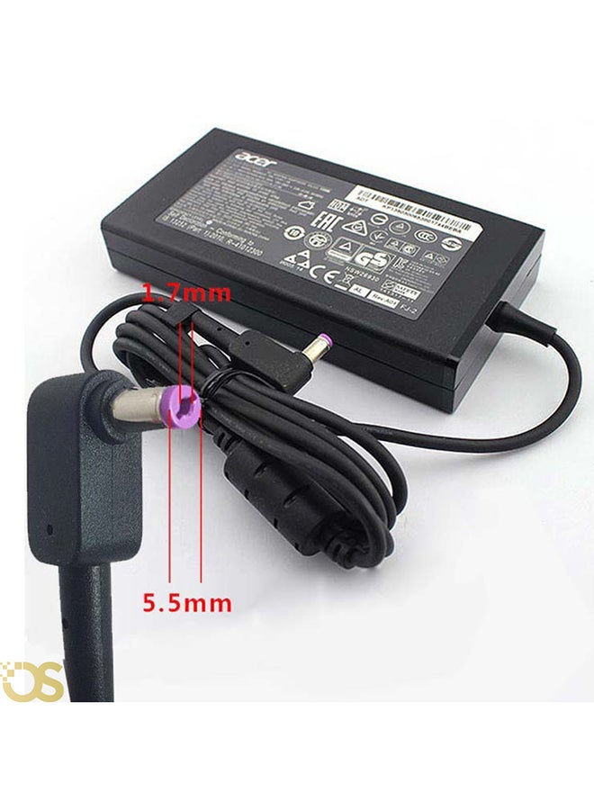 Acer Laptop charger compatible with Acer, comes with a connector size (5.5×1.7mm) ACER (5517), suitable for compatible devices with the same standard specifications, includes the adapter and AC power cable, safe, fast, and stable charging, with a 1-month warranty from OS STORE. 17cm BLACK - Image 3