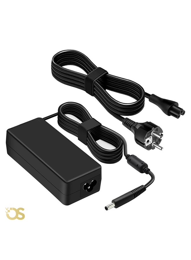 ديل Laptop charger compatible with Dell  3.34A, comes with a connector size (4.5×3.0mm) xps (4530), suitable for compatible devices with the same standard specifications, includes the adapter and AC power cable, safe, fast, and stable charging, with a 1-month warranty from OS STORE. 17cm BLACK - Image 1